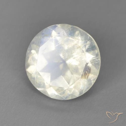 2.55ct 天然 蓝白色 彩虹月长石, 圆形的, 透明