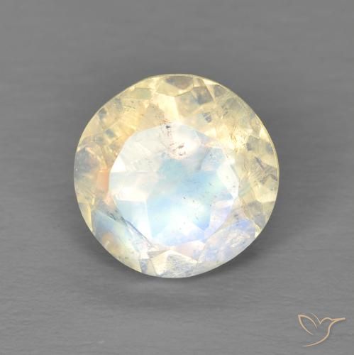 1.86ct 天然 蓝白色 彩虹月长石, 圆形的, 透明