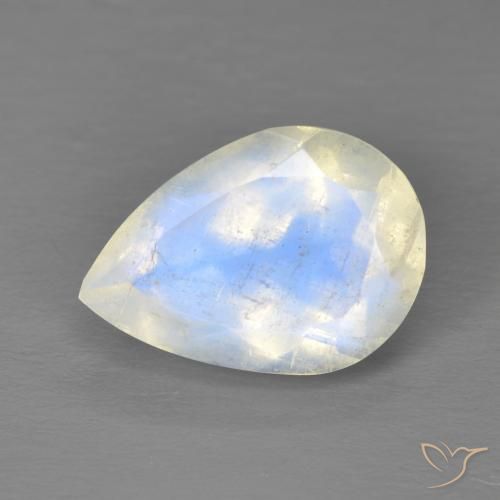 4.87ct 天然 蓝白色 彩虹月长石, 梨形, 透明