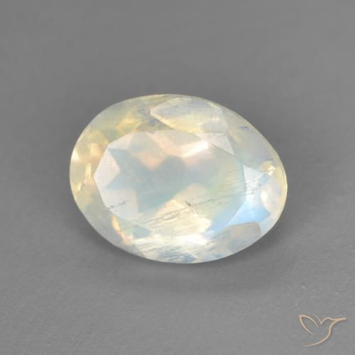 1.74ct 天然 蓝白色 彩虹月长石, 椭圆形, 透明