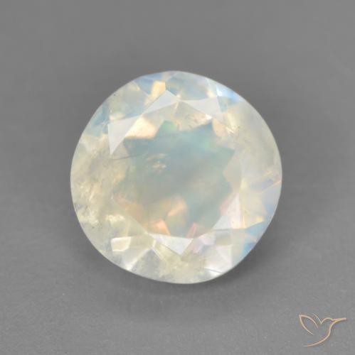 1.71ct 天然 蓝白色 彩虹月长石, 圆形的, 透明