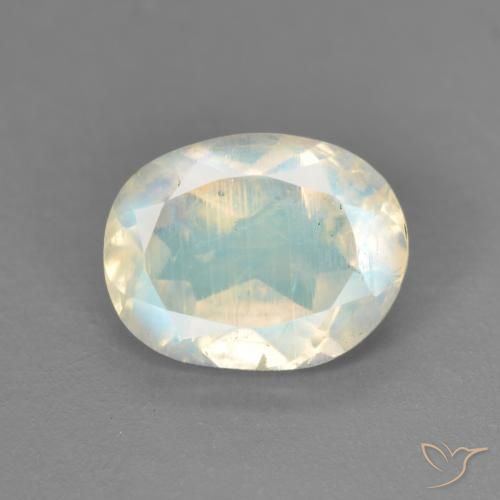 1.64ct 天然 蓝白色 彩虹月长石, 椭圆形, 透明