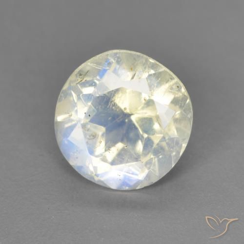 1.39ct 天然 蓝白色 彩虹月长石, 圆形的, 透明