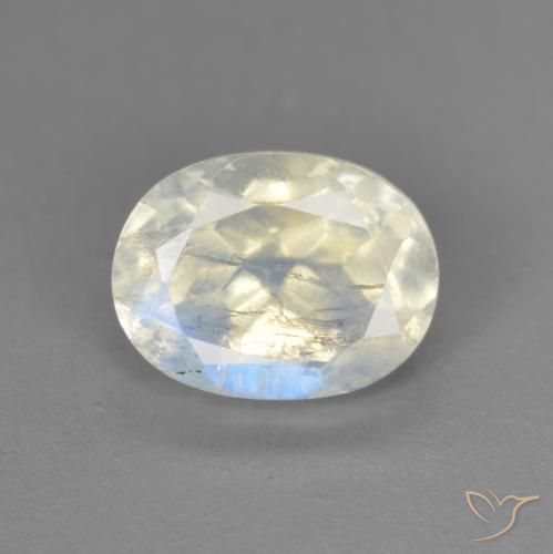 1.52ct 天然 蓝白色 彩虹月长石, 椭圆形, 透明