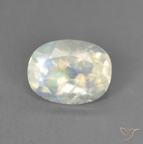 1.47ct 天然 蓝白色 彩虹月长石, 椭圆形, 透明