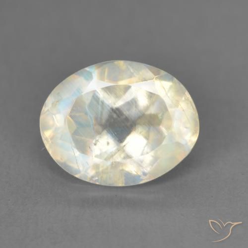 1.91ct 天然 蓝白色 彩虹月长石, 椭圆形, 透明