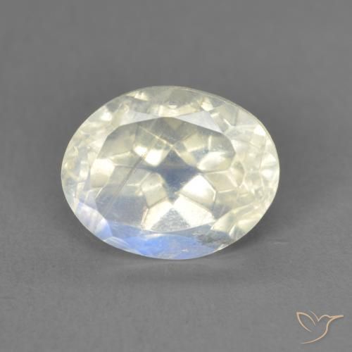 1.90ct 天然 蓝白色 彩虹月长石, 椭圆形, 透明