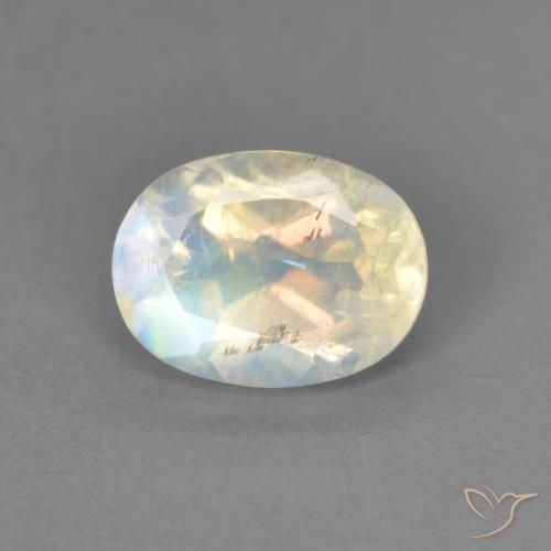 1.38ct 天然 蓝白色 彩虹月长石, 椭圆形, 透明