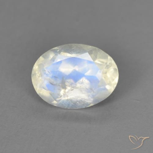 1.30ct 天然 蓝白色 彩虹月长石, 椭圆形, 透明
