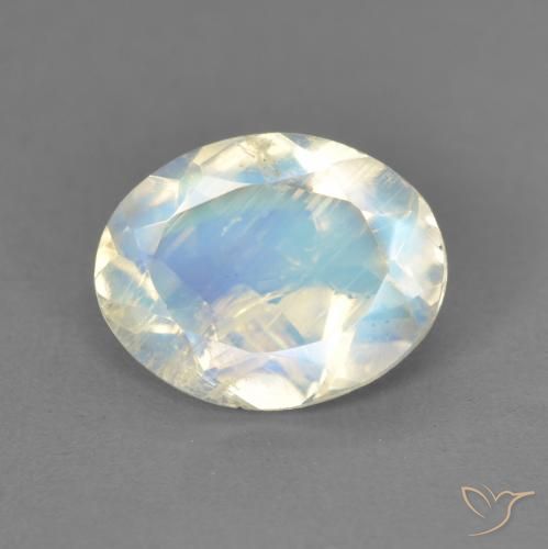 1.62ct 天然 蓝白色 彩虹月长石, 椭圆形, 透明