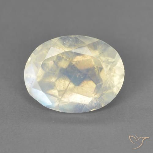 1.94ct 天然 蓝白色 彩虹月长石, 椭圆形, 透明