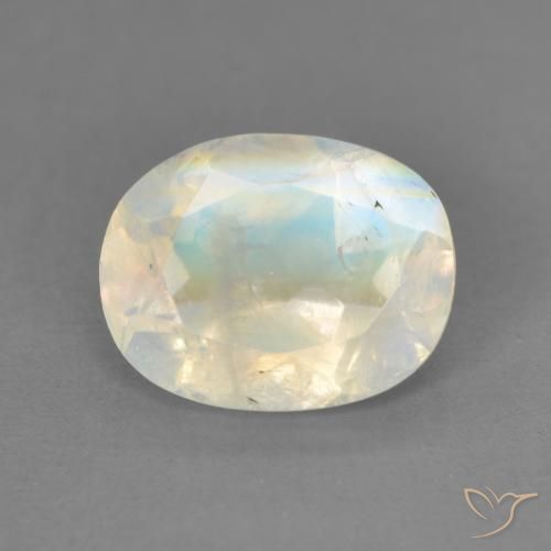 1.82ct 天然 蓝白色 彩虹月长石, 椭圆形, 透明