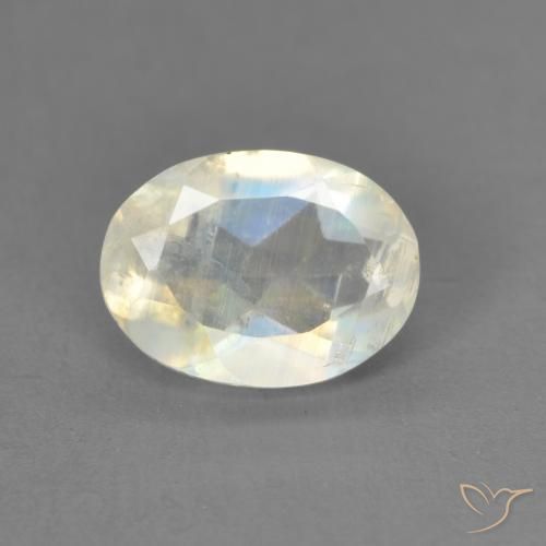 1.21ct 天然 蓝白色 彩虹月长石, 椭圆形, 透明