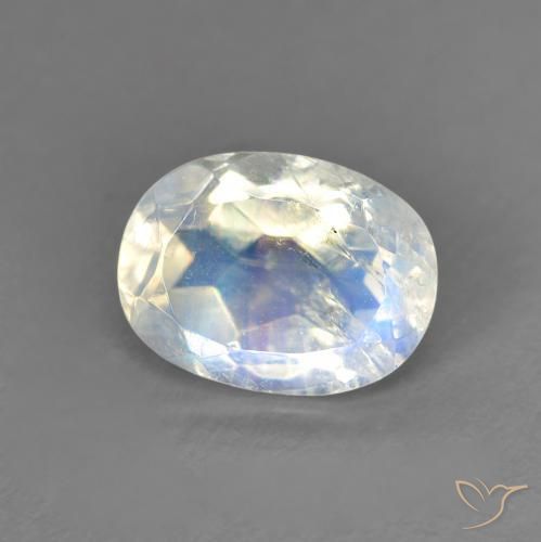 1.33ct 天然 蓝白色 彩虹月长石, 椭圆形, 透明