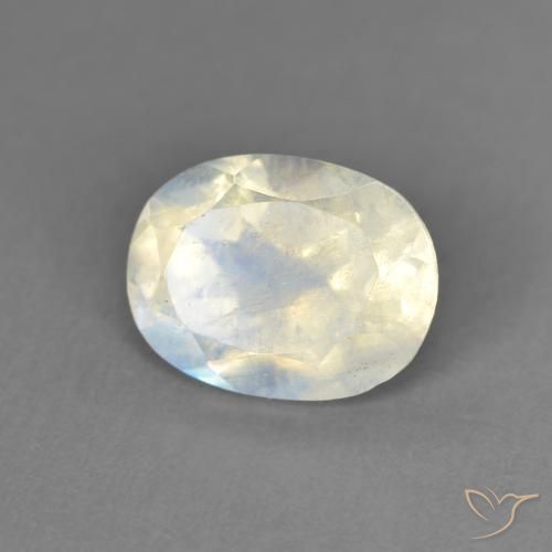 1.28ct 天然 蓝白色 彩虹月长石, 椭圆形, 透明