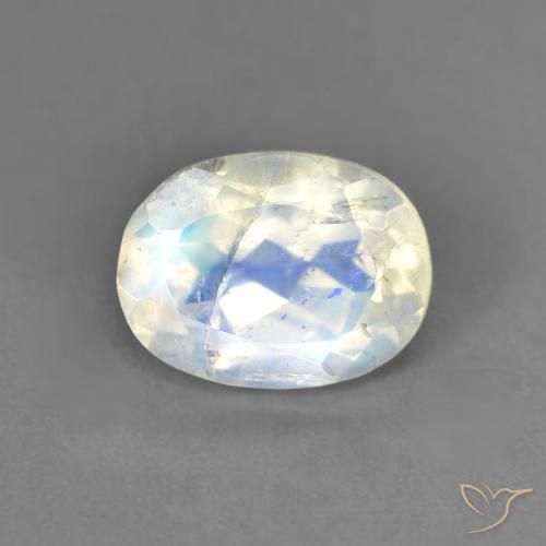 1.44ct 天然 蓝白色 彩虹月长石, 椭圆形, 透明