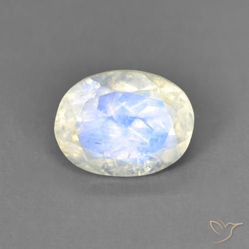 1.33ct 天然 蓝白色 彩虹月长石, 椭圆形, 透明