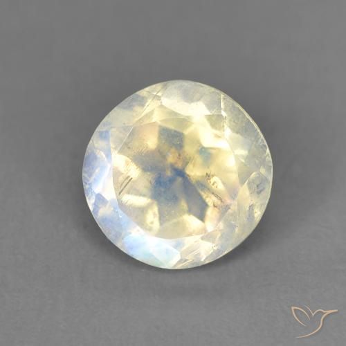 1.41ct 天然 蓝白色 彩虹月长石, 圆形的, 透明