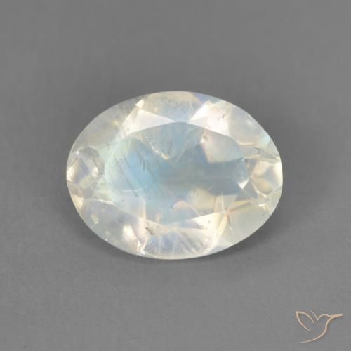 1.75ct 天然 蓝白色 彩虹月长石, 椭圆形, 透明