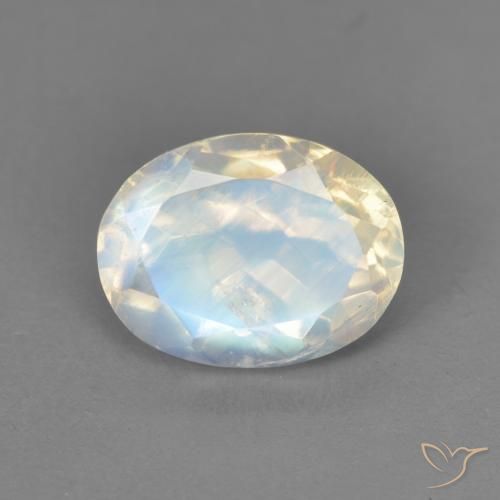 2.13ct 天然 蓝白色 彩虹月长石, 椭圆形, 透明
