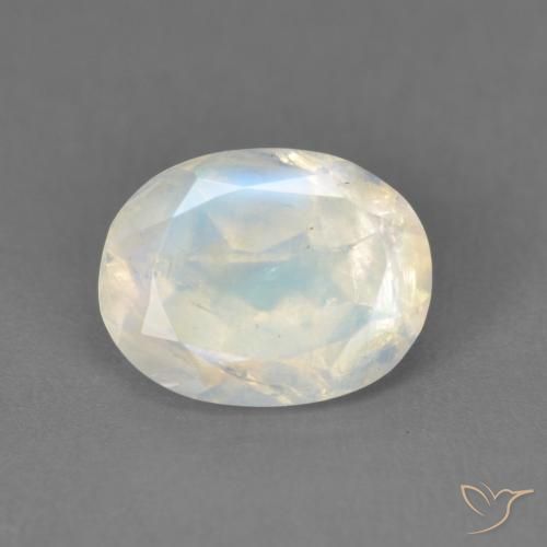 1.91ct 天然 蓝白色 彩虹月长石, 椭圆形, 透明