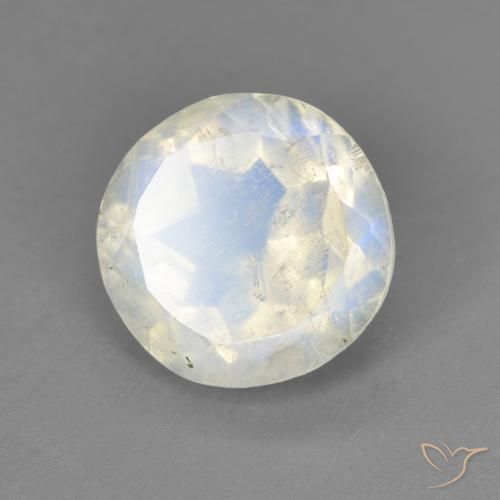 2.38ct 天然 蓝白色 彩虹月长石, 圆形的, 透明
