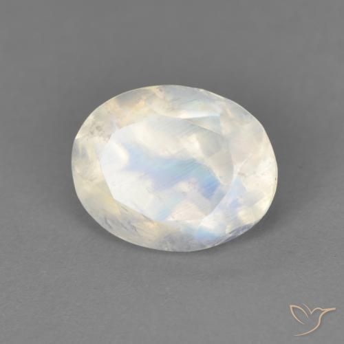 1.90ct 天然 蓝白色 彩虹月长石, 椭圆形, 透明