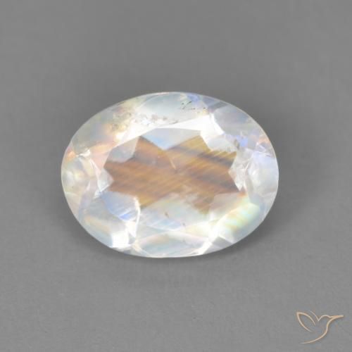 1.67ct 天然 蓝白色 彩虹月长石, 椭圆形, 透明