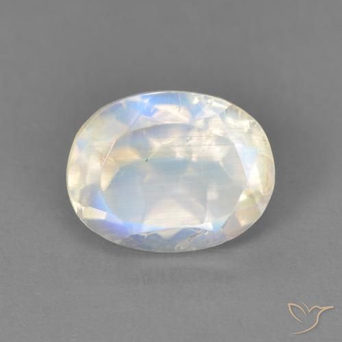 2.10ct 天然 蓝白色 彩虹月长石, 椭圆形, 透明