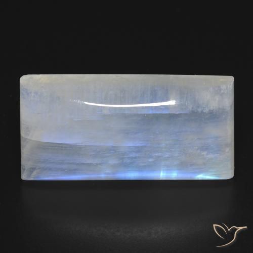 26.11ct 天然 蓝白色 彩虹月长石, 狭长方形, 透明