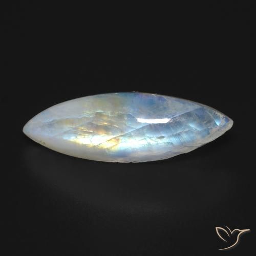 7.91ct 天然 蓝白色 彩虹月长石, 榄尖形, 透明