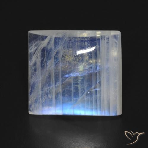 7.62ct 天然 蓝白色 彩虹月长石, 狭长方形, 透明