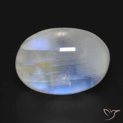 13.76ct 天然 蓝白色 彩虹月长石, 椭圆形, 透明