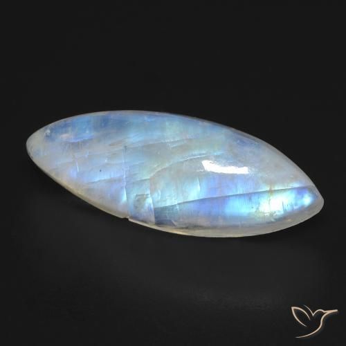 10.03ct 天然 蓝白色 彩虹月长石, 榄尖形, 透明