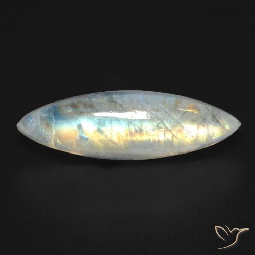 6.60ct 天然 蓝白色 彩虹月长石, 榄尖形, 透明