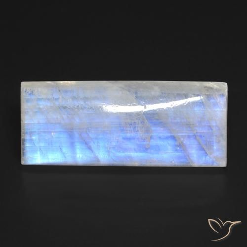27.29ct 天然 蓝白色 彩虹月长石, 狭长方形, 透明
