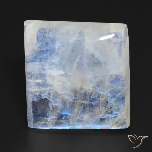 19.23ct 天然 蓝白色 彩虹月长石, 正方形, 透明
