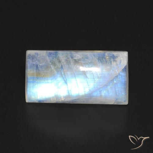 6.47ct 天然 蓝白色 彩虹月长石, 狭长方形, 透明