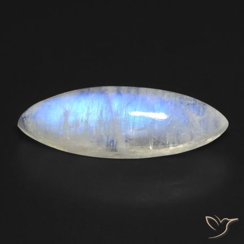 8.52ct 天然 蓝白色 彩虹月长石, 榄尖形, 透明