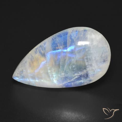 10.55ct 天然 蓝白色 彩虹月长石, 梨形, 透明