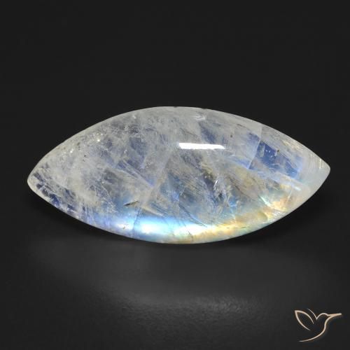 9.25ct 天然 蓝白色 彩虹月长石, 榄尖形, 透明