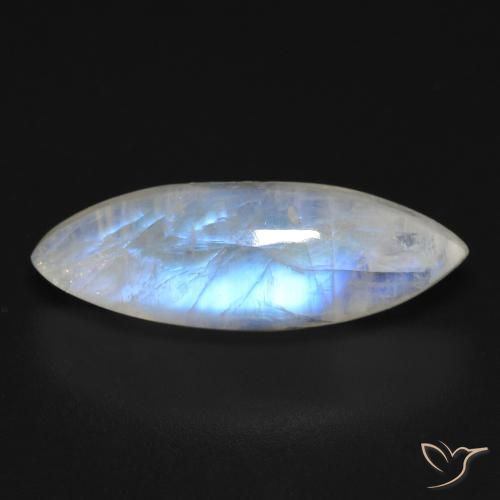 8.12ct 天然 蓝白色 彩虹月长石, 榄尖形, 透明