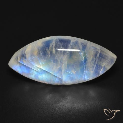 8.85ct 天然 蓝白色 彩虹月长石, 榄尖形, 透明