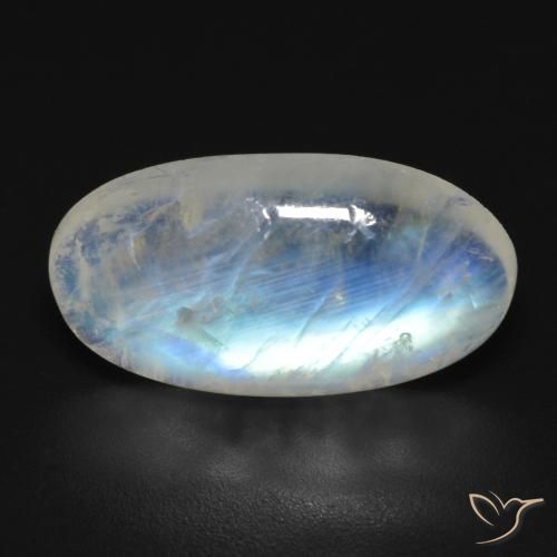 7.73ct 天然 蓝白色 彩虹月长石, 椭圆形, 透明