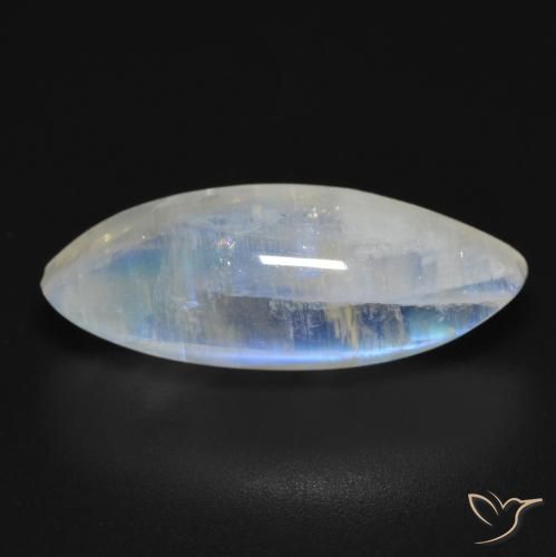 9.26ct 天然 蓝白色 彩虹月长石, 榄尖形, 透明
