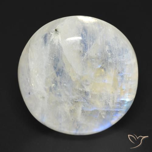 17.63ct 天然 蓝白色 彩虹月长石, 圆形的, 透明