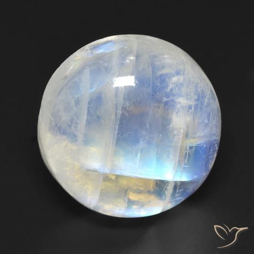 11.49ct 天然 蓝白色 彩虹月长石, 圆形的, 透明