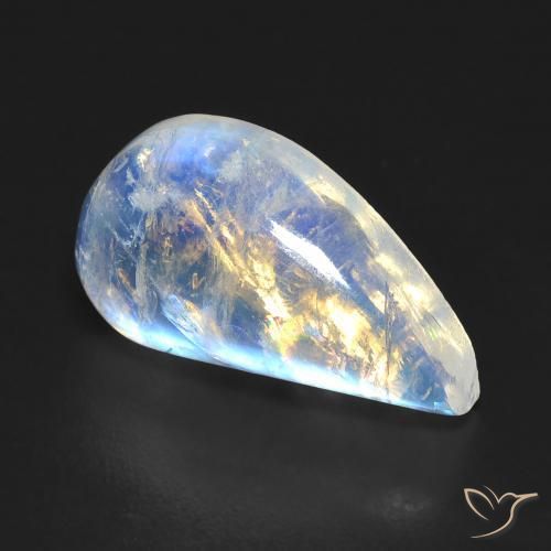 8.58ct 天然 蓝白色 彩虹月长石, 花式切割, 透明
