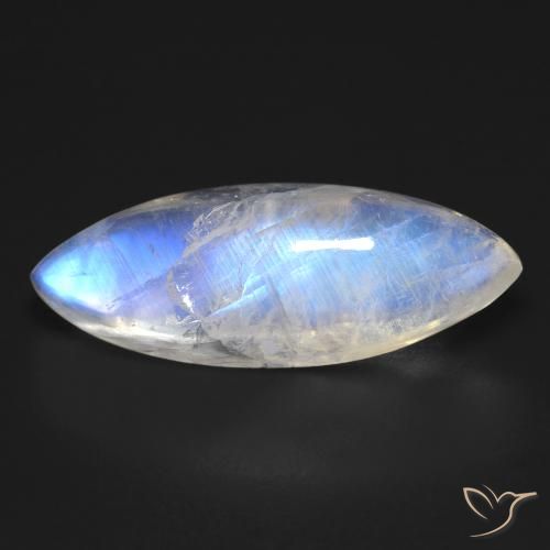18.53ct 天然 蓝白色 彩虹月长石, 榄尖形, 透明