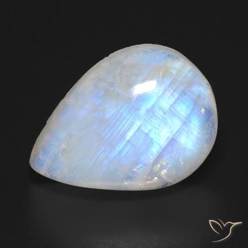 12.19ct 天然 蓝白色 彩虹月长石, 梨形, 透明